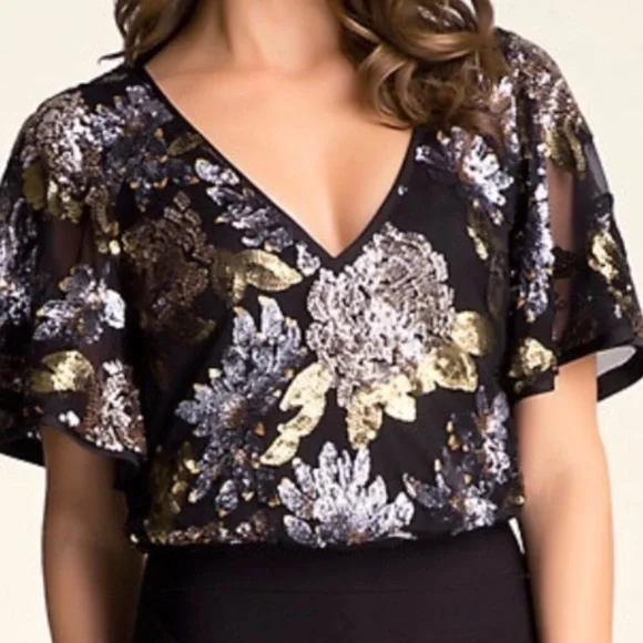 ◆♡bebe♡◆ bebe | Tops | Bebe Floral Sequin Crop Top Xs | Poshmark